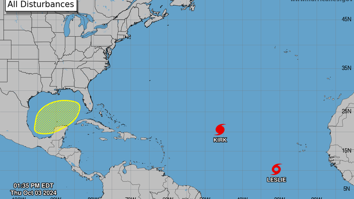 The hurricane center is tracking a disturbance, a tropical storm and a hurricane.