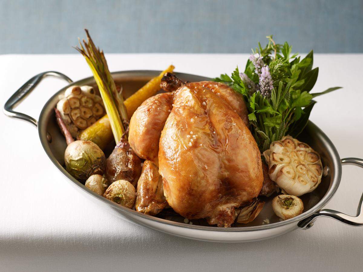 The whole roasted chicken at The Surf Club Restaurant by Thomas Keller