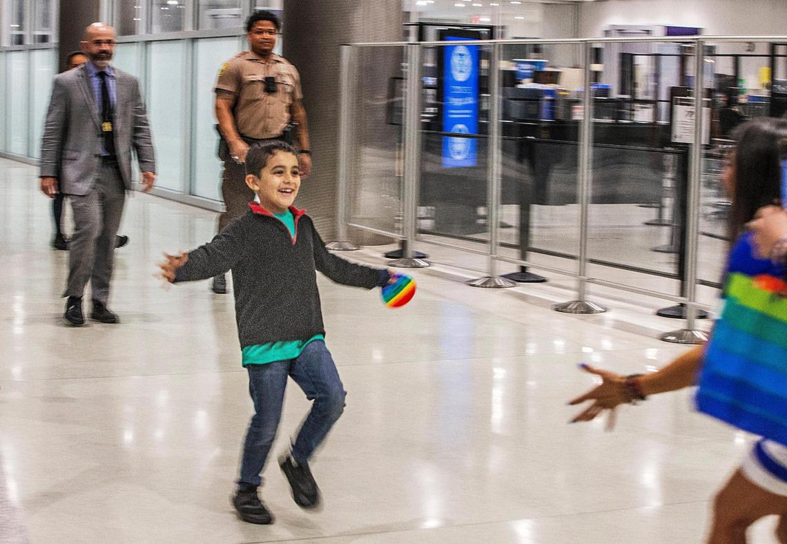 Jorge “JoJo” Morales, 6, runs to his mother at MIA on Tuesday, Nov. 1, 2022, as he returns to Miami two months after he was reported missing by his mother, Yanet Leal Concepcion on Aug. 27, after his father violated their custody agreement.