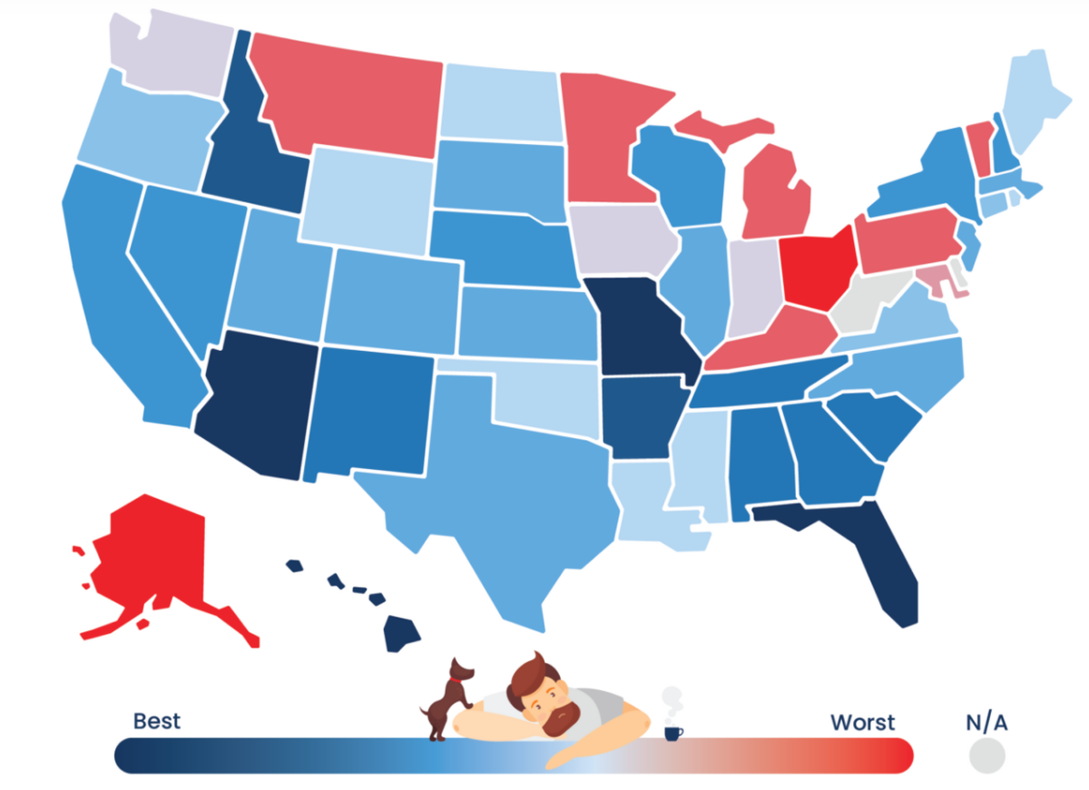 The best and worst states for combating seasonal depression.