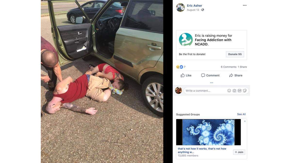 Ohio police say Cody Powell and Michelle Hall overdosed on heroin while their baby sat in a hot car in Columbus. Eric Asher, who rushed to help them, and his fiancée gave the baby water until police arrived.