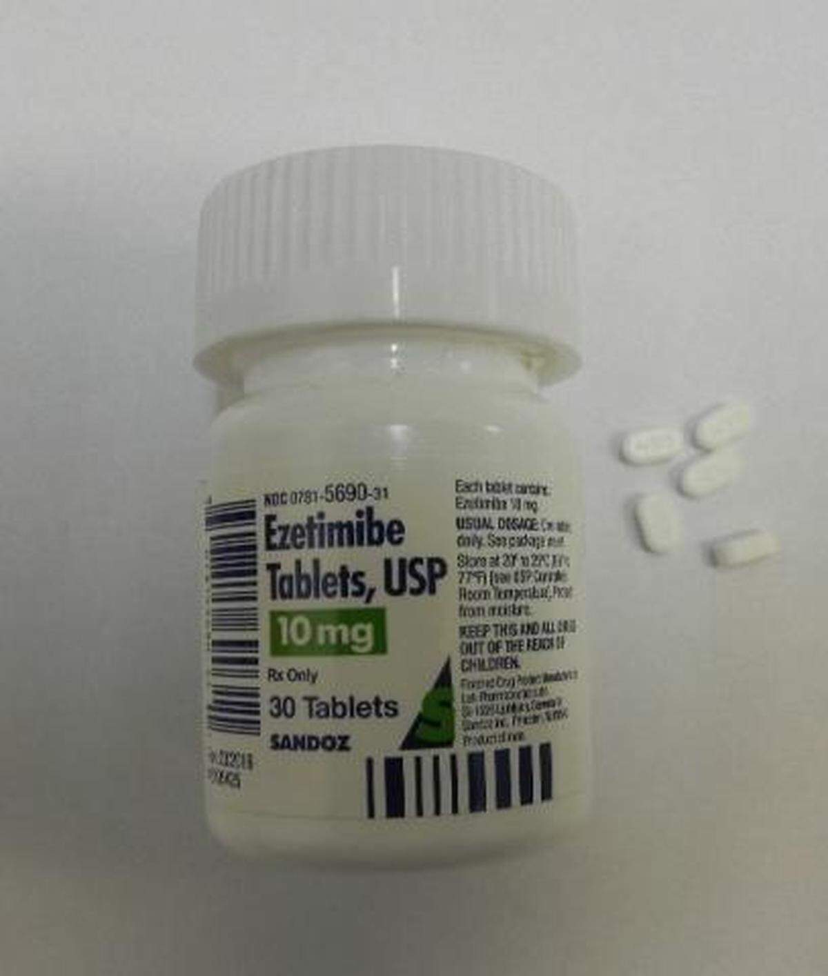 A 30-count bottle of Ezetimibe 
