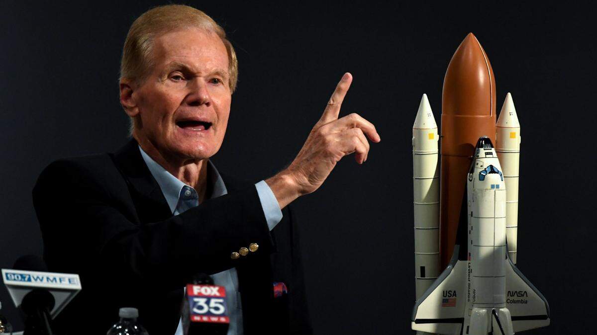 Former Sen. Bill Nelson campaigns with former NASA Chief Charlie Bolden at the Orlando Science Center in October 2018.