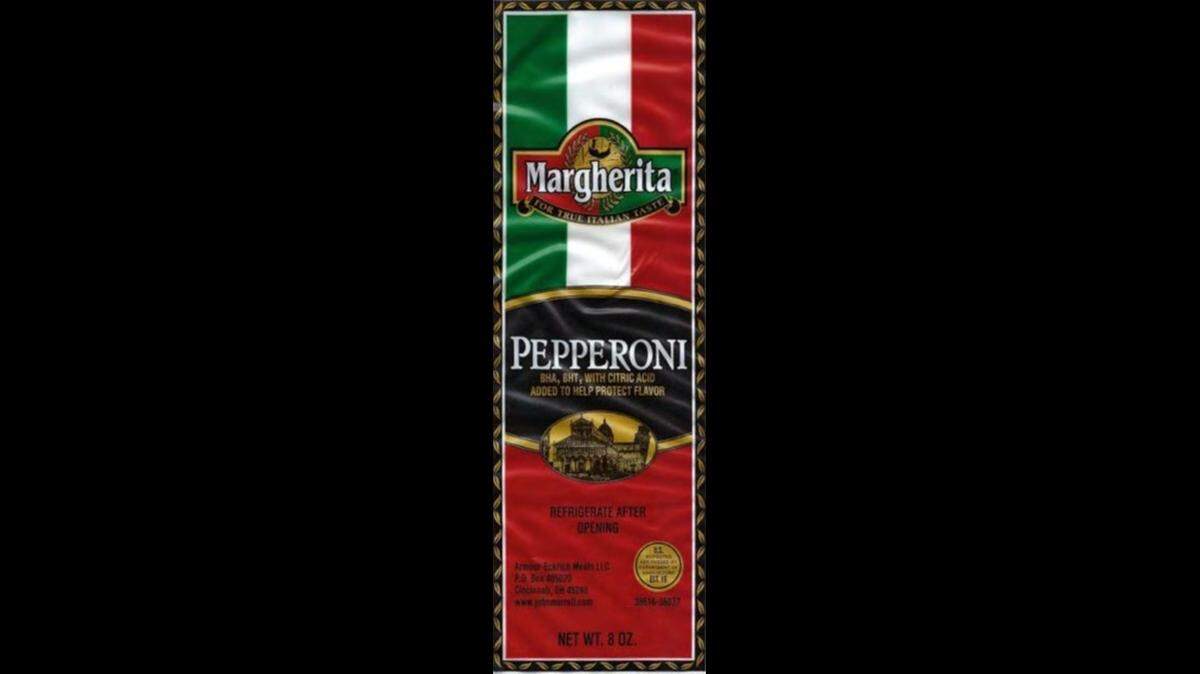 The label for recalled Margherita Pepperoni