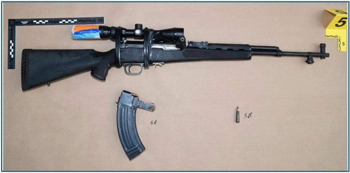 An image of the SKS rifle discovered at Trump International Golf Club on Sept. 15, 2024, after Secret Service agents fired at a man hiding in the bushes, since identified as Ryan Routh.