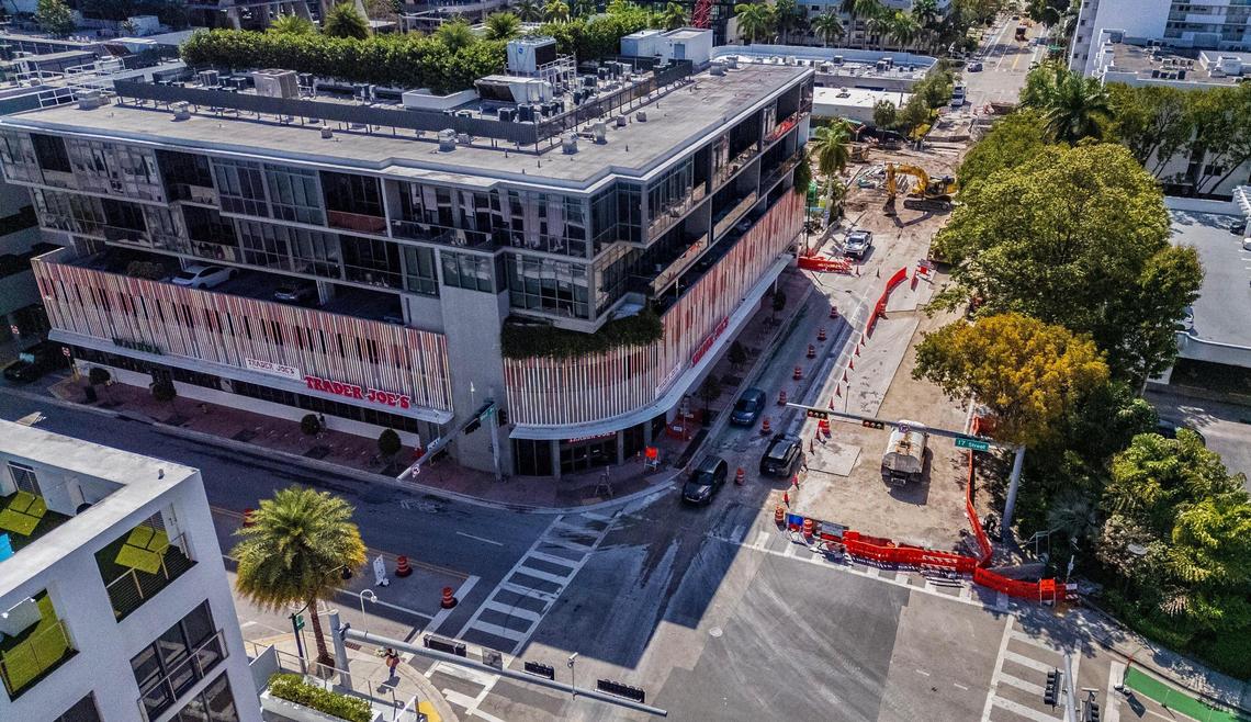 The West Avenue resiliency project has led to the closure of a parking lot and part of a road next to Trader Joe’s in South Beach.