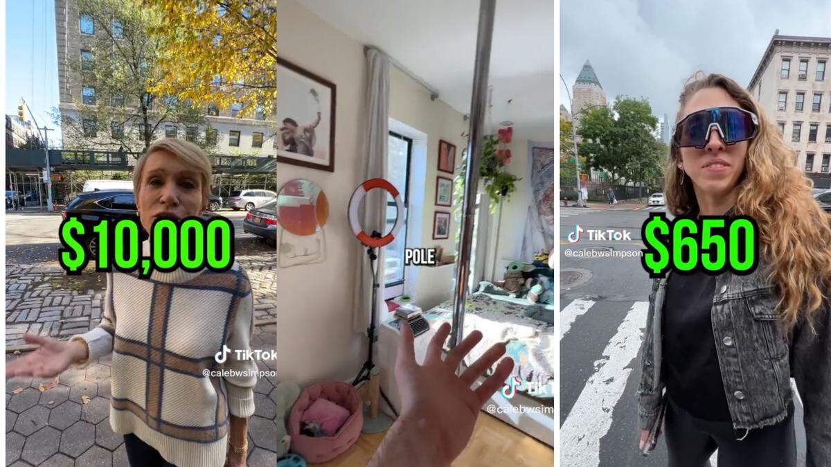 New York City TikTok star Caleb Simpson asks strangers how much they pay in rent and to tour homes.
