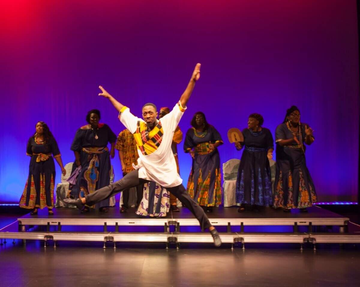 Choreographer and lead dancer Jeffery Cason Jr. flies high in M Ensemble’s production of “God’s Trombones.”