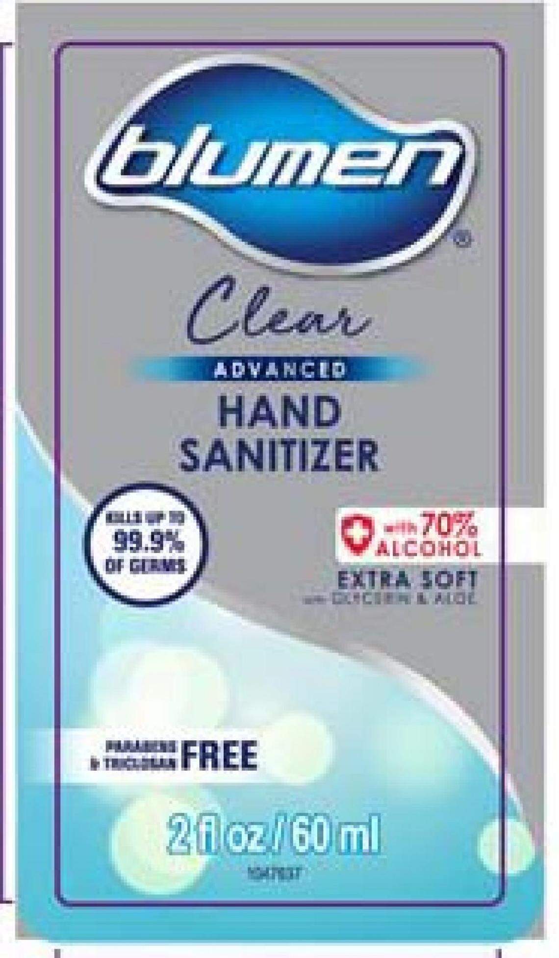 One of the Blumen hand sanitizers recalled.