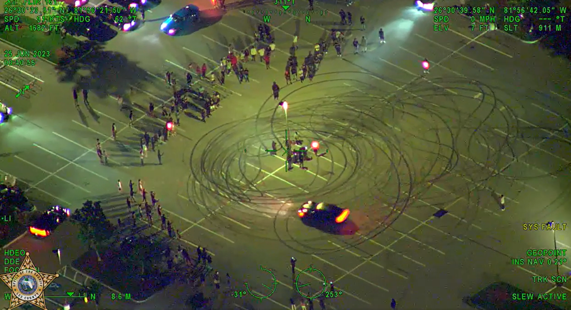 The sudden arrival of deputies at an illegal street race in Florida sent hundreds of spectators scrambling, including one who was struck by a driver trying to outrun the cops, according to the Lee County Sheriff’s Office.