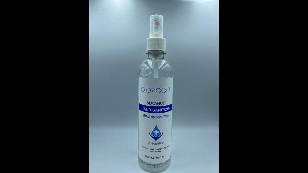 The 480 mL bottles of bio aaa Advance Hand Sanitizer that were recalled in July. These were distributed by a different company than the bio aaa Advance Hand Sanitizer recalled this week.
