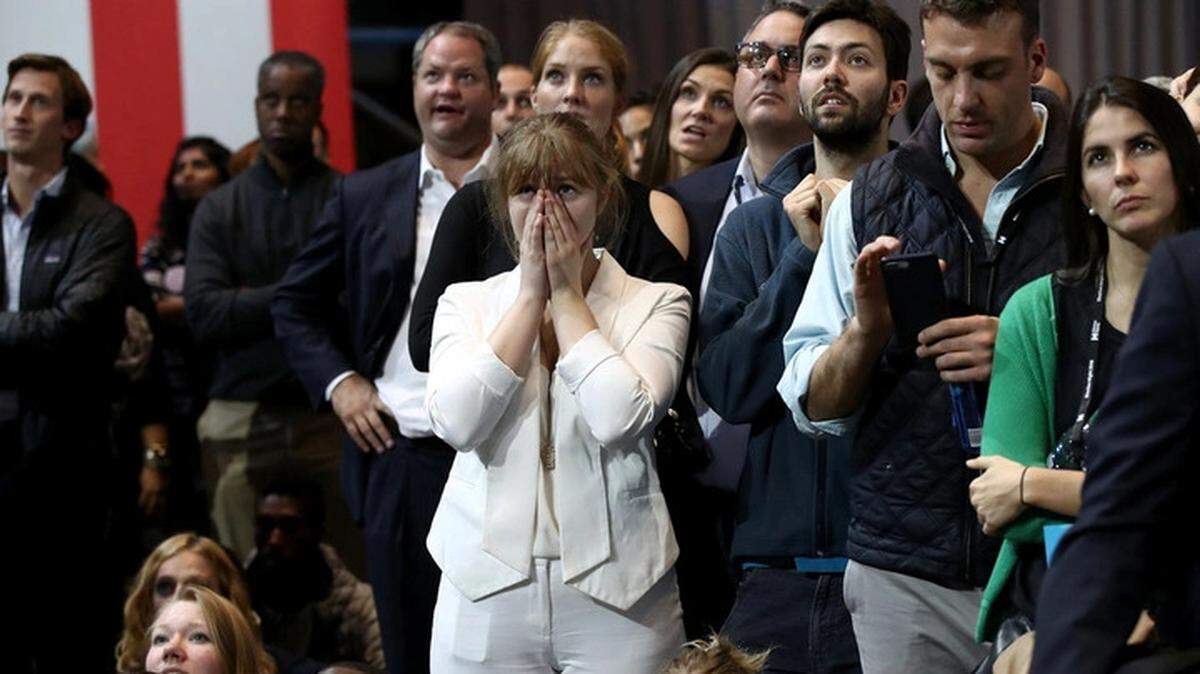 Hillary Clinton supporters in New York on election night 2016.