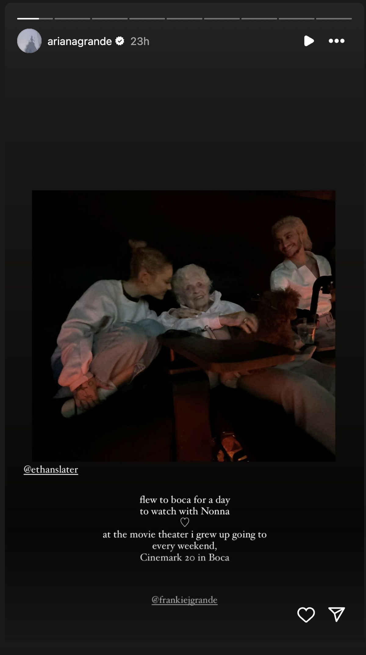 Ariana Grande gets to watch “Wicked” alongside her nonna.