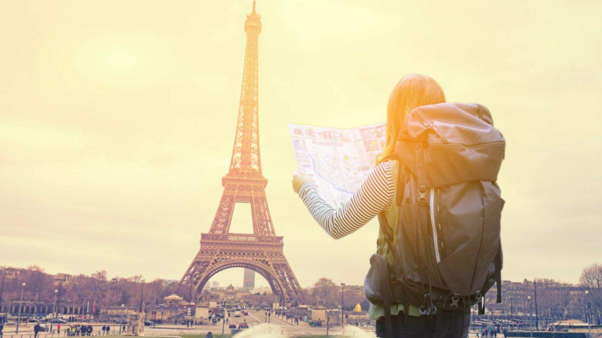 female tourist in paris france