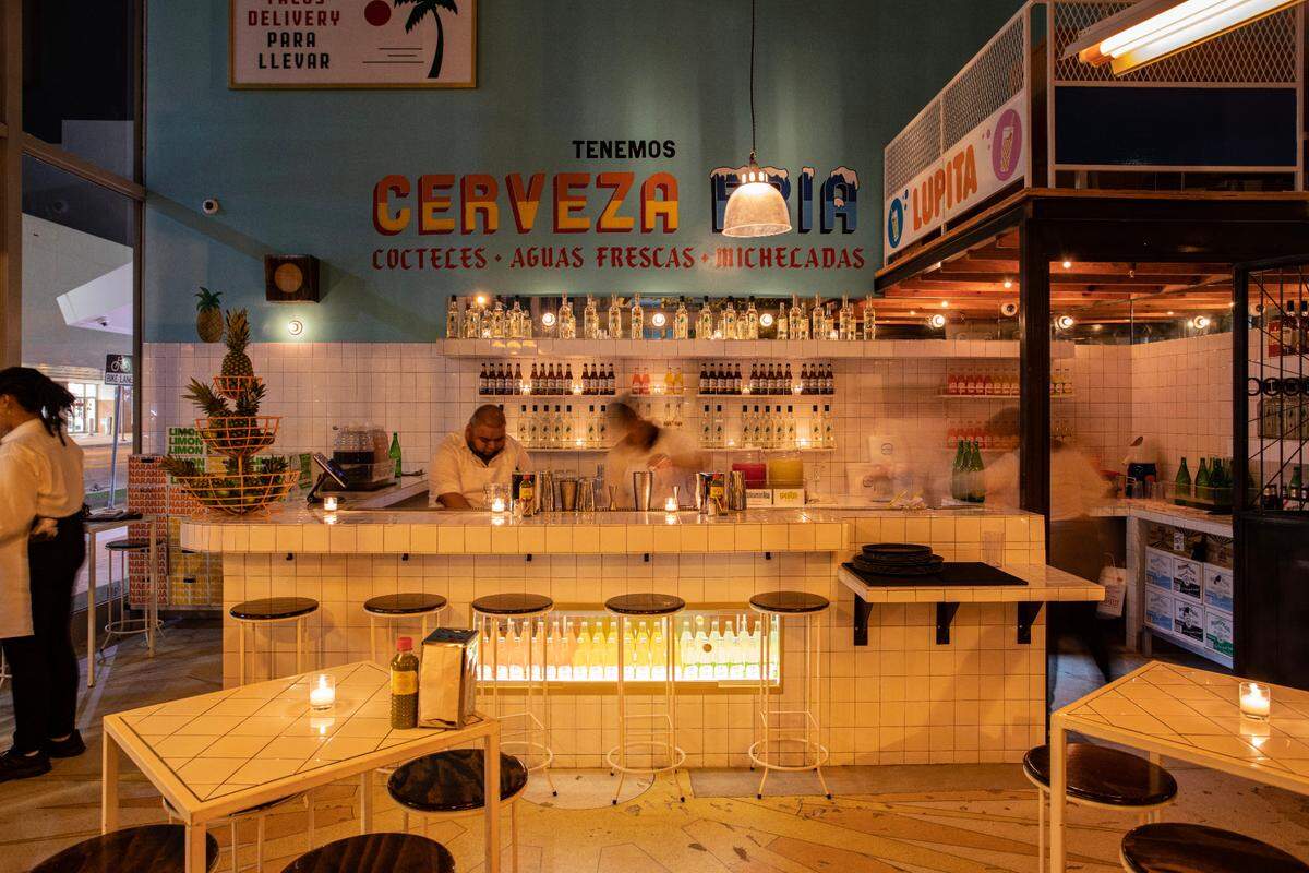 The small bar at Tacombi in Miami Beach.