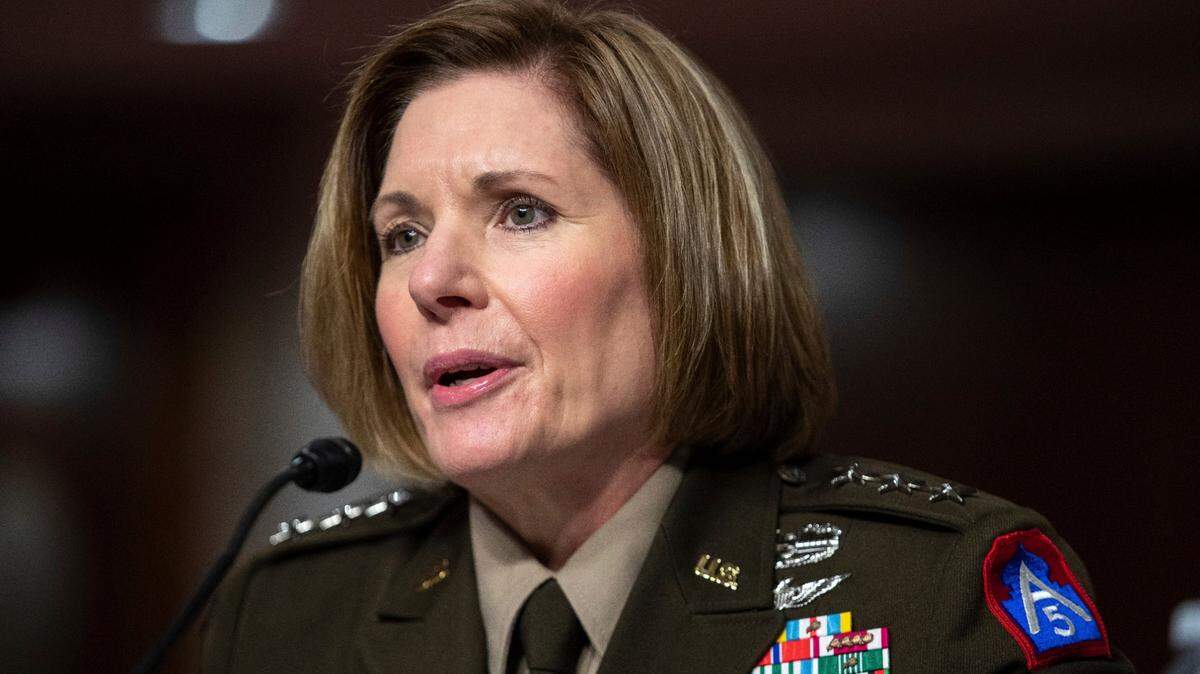 Lt. Gen. Laura Richardson testifies before a Senate Armed Services Committee confirmation hearing on her nomination to be general and commander of the U.S. Southern Command, Tuesday, Aug. 3, 2021, on Capitol Hill in Washington. (AP Photo/Amanda Andrade-Rhoades)