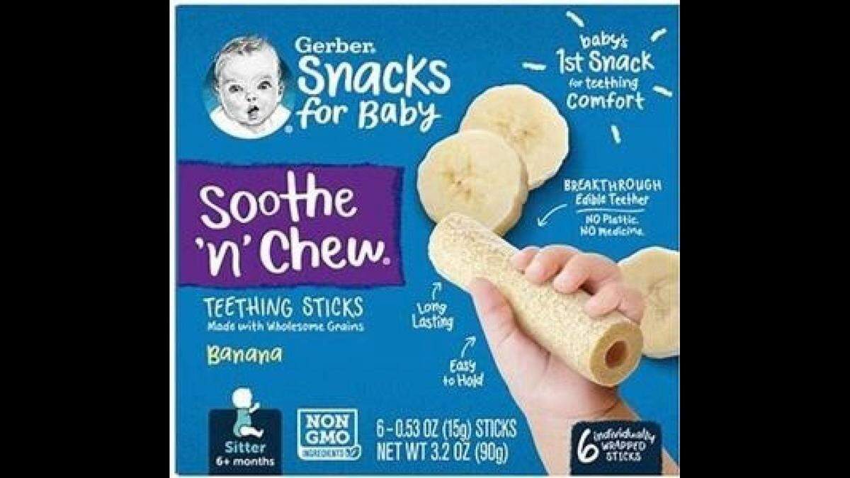 Gerber Soothe N Chew Teething Sticks in banana flavor