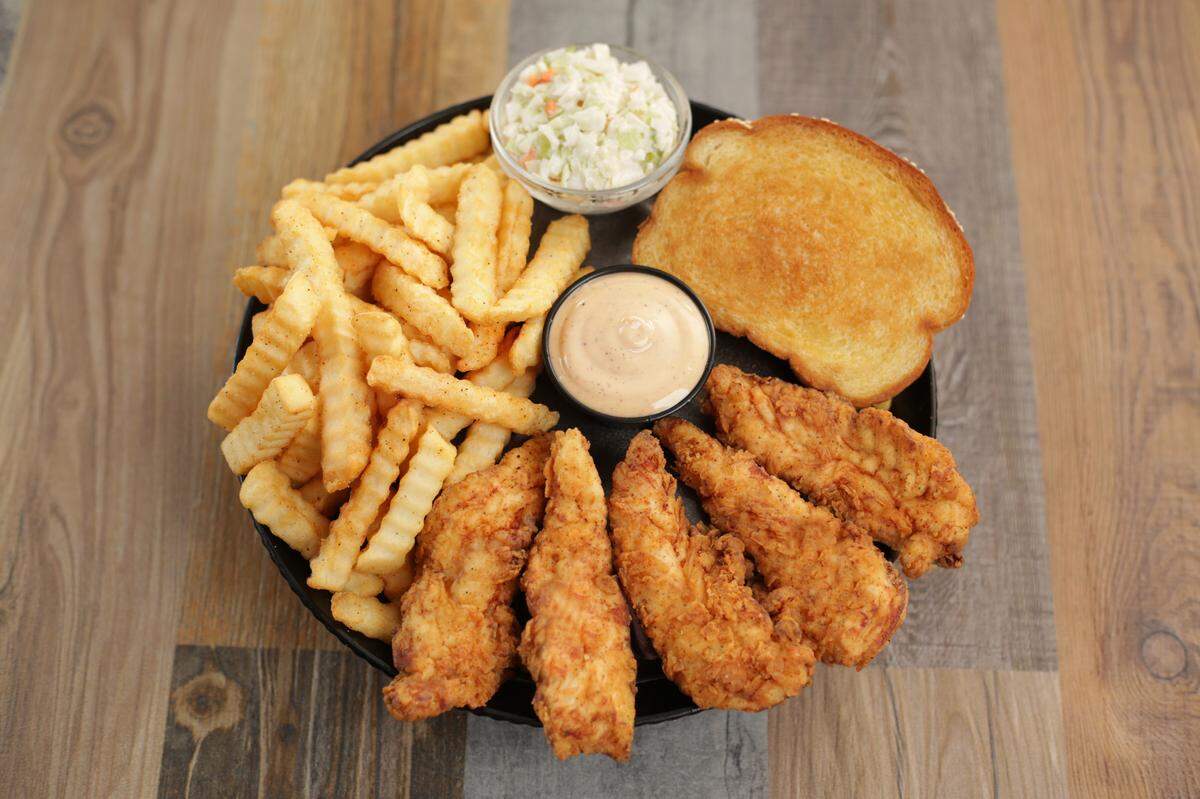 One of the fried chicken tender meals at Huey Magoo’s.