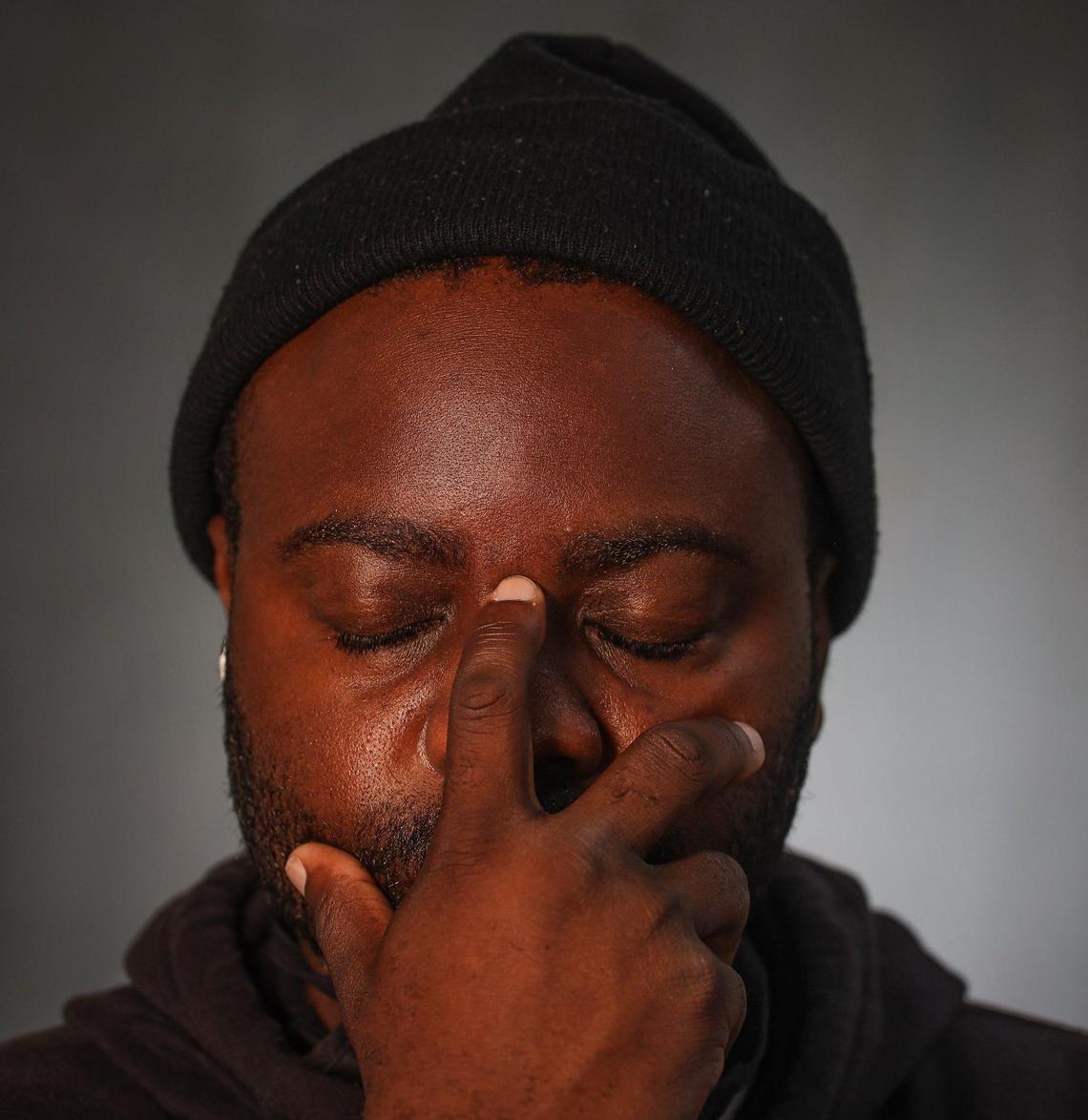 U.S. Army Special Sgt. Schneider Caseus is photographed inside Little Haiti’s IPC ArtSpace. He was among members of South Florida’s Haitian community who reexamined Haiti’s independence through the lens of this year’s events as the island nation struggles to regain some sense of normalcy.