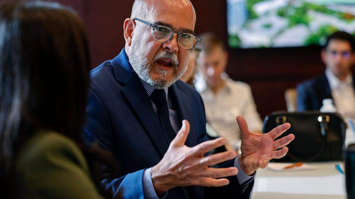 Dr. Jose L. Dotres, Miami-Dade County Public Schools Superintendent, speaks during the Enhancing K-12 Public Education: The Role of Business session during the Miami Leadership Local conference at Bilzen Sumberg in Miami on Friday, October 27, 2023.