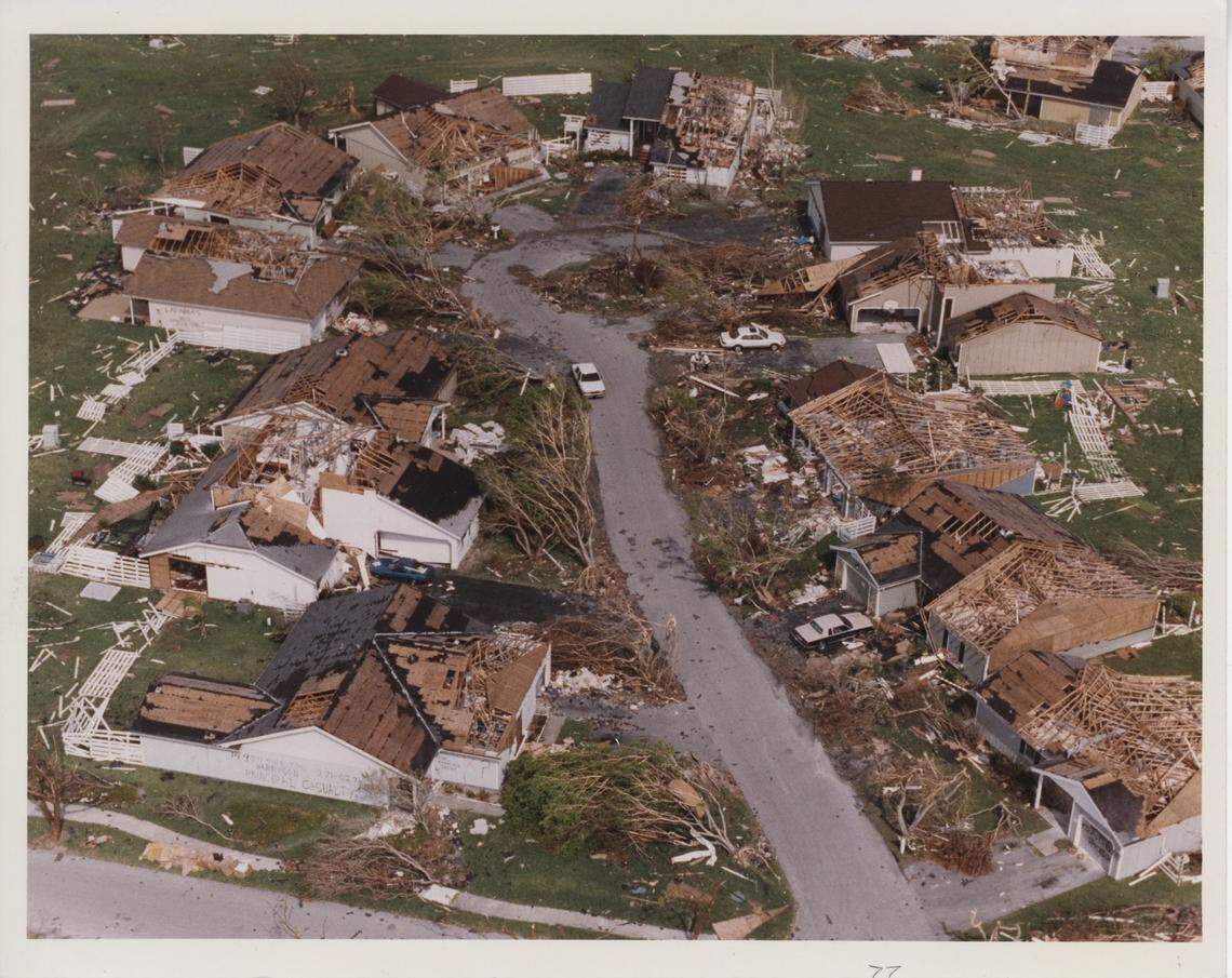 Aerial view of Hurricane Andrew destruction at Country Walk in late August 1992. This image was used as the cover photo for The Miami Herald book on the subject, ‘The Big One.’