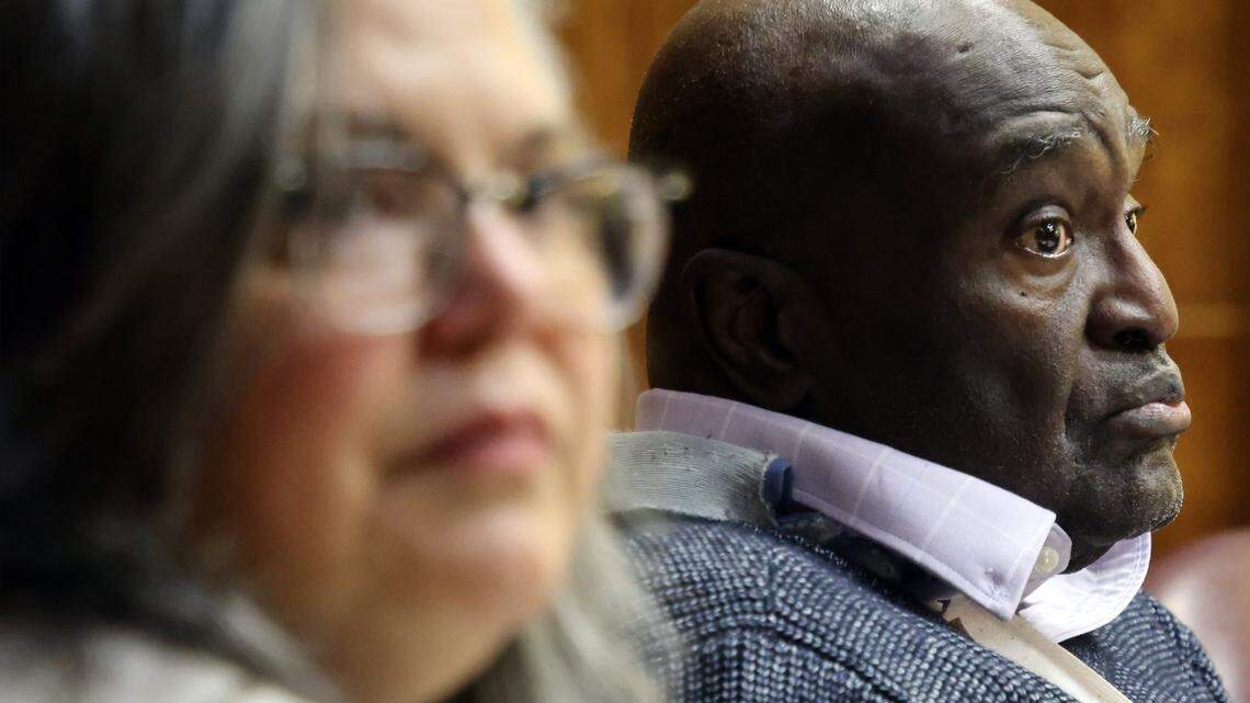 Harrel Braddy, convicted of leaving a 5-year-old girl in the Everglades  in 1998, appears in court with his attorneys during jury selection on Monday, Jan. 5, 2026, in Miami, Florida. The girl was mauled to death by alligators. He is facing a death penalty resentencing trial.