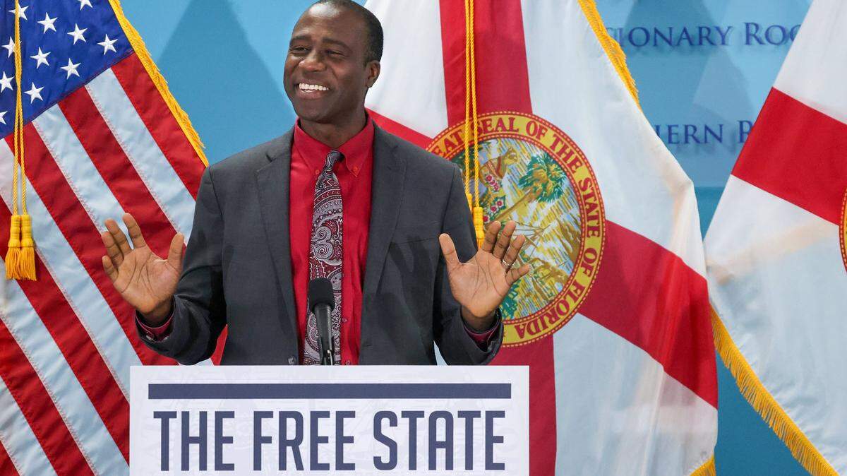 Florida Department of Health Surgeon General Dr. Joseph Ladapo  at a news briefing on Aug. 6, 2025, in Miami, Florida.