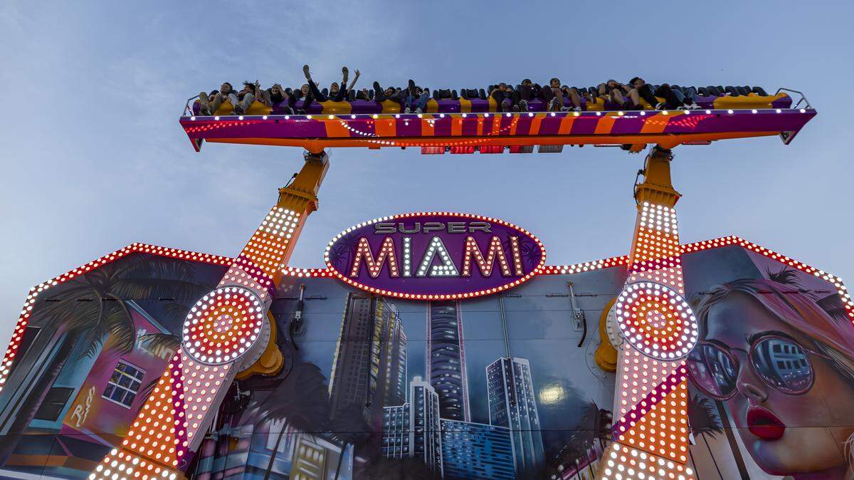 Guests ride the Super Miami attraction during the opening day of the 74th annual Miami-Dade County Youth Fair on Thursday, March 12, 2026, in Miami, Fla.