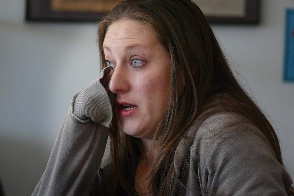 Michelle Licata, 30, is overcome with emotion while discussing her sexual encounters with Jeffrey Epstein. ‘He had no repercussions and doesn’t even believe he did anything wrong,’ she said.
