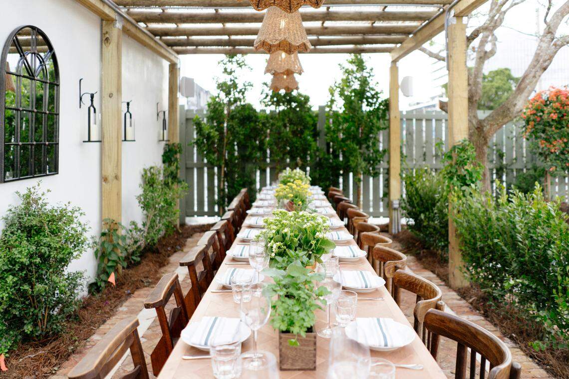 The large garden table at Rosemary’s in Wynwood.