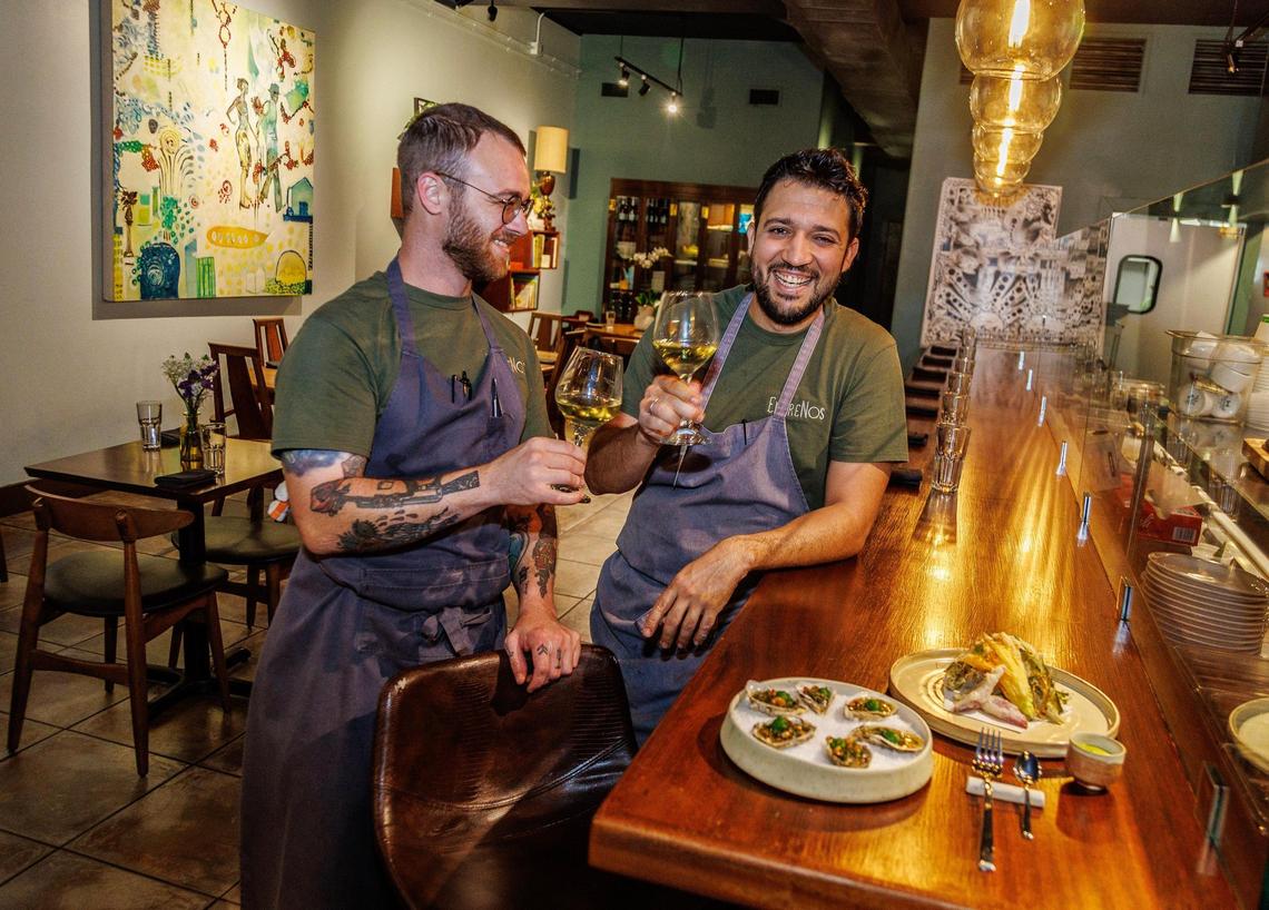 Chefs Evan Burgess and Osmel Gonzalez at Michelin-starred EntreNos in Miami Shores, which closed in July 2025.