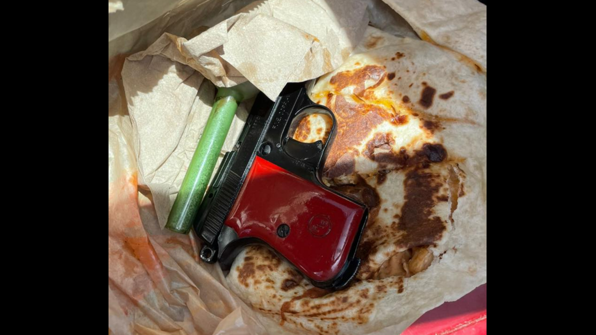 A gun was found hidden inside a Taco Bell quesadilla in a bag during a traffic stop, Mississippi police say.