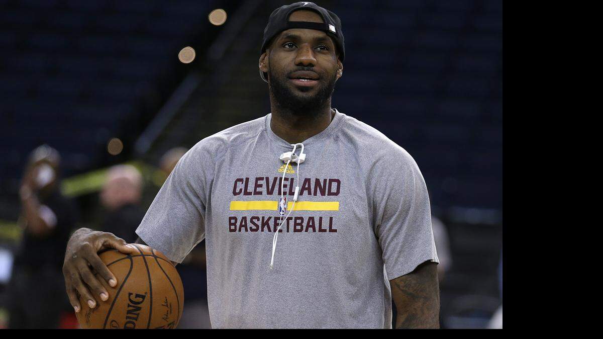 Cleveland Cavaliers' LeBron James prepares for NBA basketball practice, Wednesday, June 3, 2015, in Oakland, Calif. The Golden State Warriors host the Cavaliers in Game 1 of the NBA Finals on Thursday.