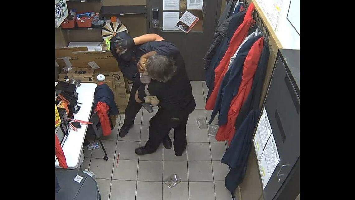 An armed man trying to rob a Chick-fil-A at 4:30 a.m. was sent running when an employee fought him off for more than three minutes, according to investigators in Georgia.