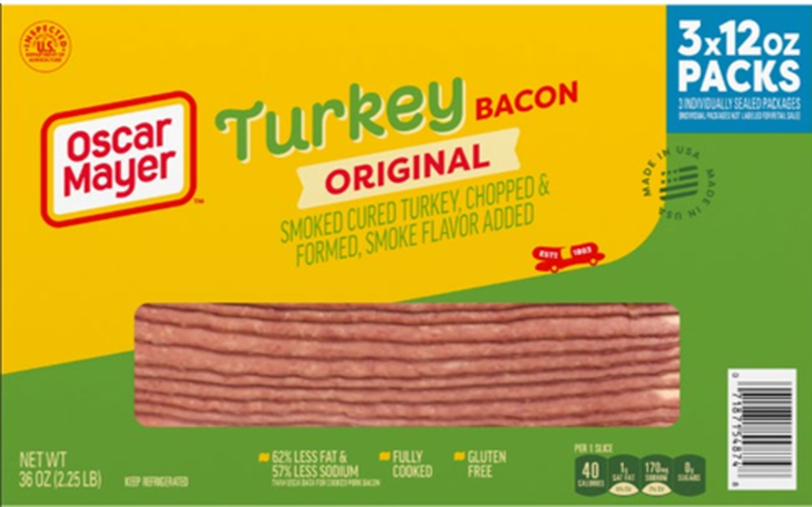A 36-ounce pack of Oscar Mayer Turkey Bacon, Original Flavor