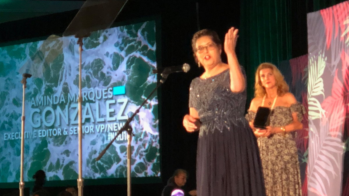 Aminda Marqués Gonzalez, executive editor of the Miami Herald and el Nuevo Herald, is inducted into the Hall of Fame of the National Association of Hispanic Journalists Saturday night, July 21, 2018.