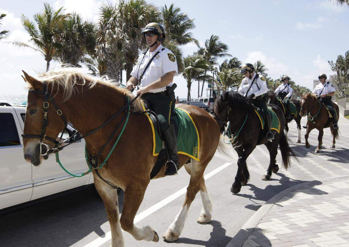 BSO’s Mounted Unit demonstrated its special Spring Break deployment along the beach in Deerfield Beach in 2008.