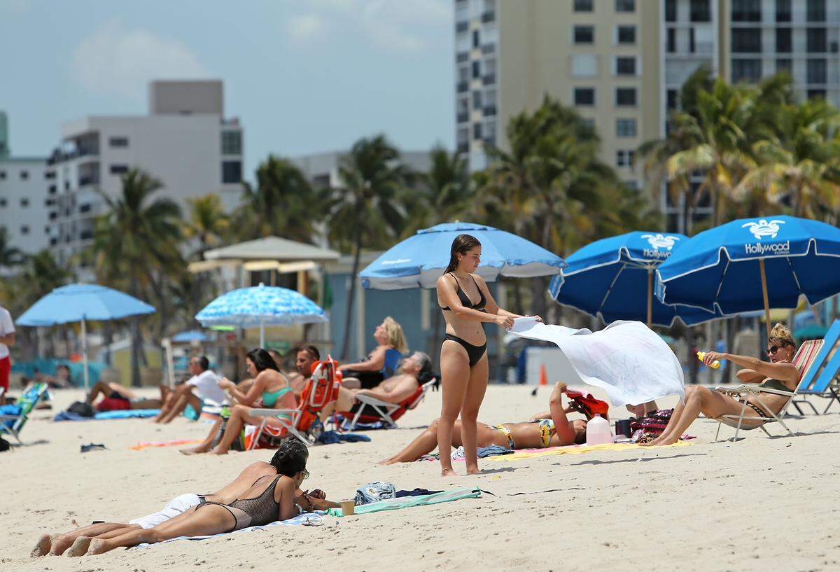 Beachgoers enjoyed the sunny and hot day at Hollywood Beach on Monday, June 3, 2019 in Hollywood, Florida.