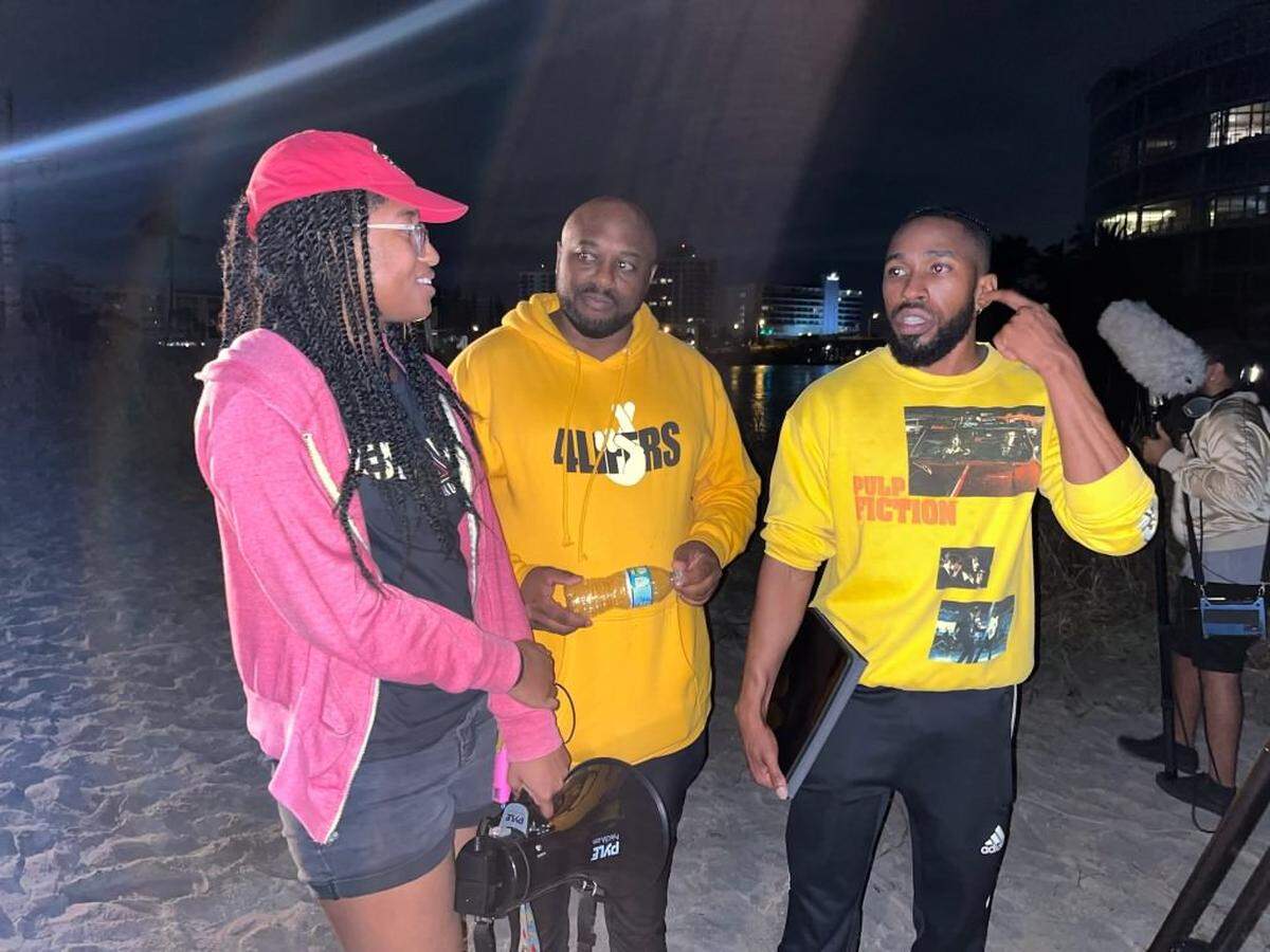 Lucien Christian Adderley (right) Richard “Byrd” Wilson (middle) on set at the “Florida Water” episode of “Criblore.” The “Florida Water” episode premieres 6:25 p.m. Friday at O Cinema South Beach.