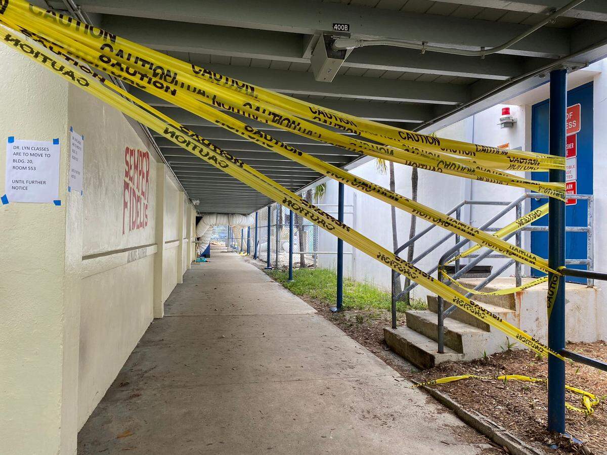 Damage left behind at Stranahan High School in Fort Lauderdale following historical rainfall on the week of April 12, 2023.