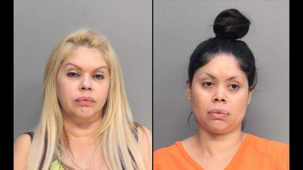 Mariciela Salt, 61, (left) and Stefanie Ramos, 35, (right) were arrested by Miami-Dade police and charged with trying to perform a butt injections in a hotel room without having a medical license. 