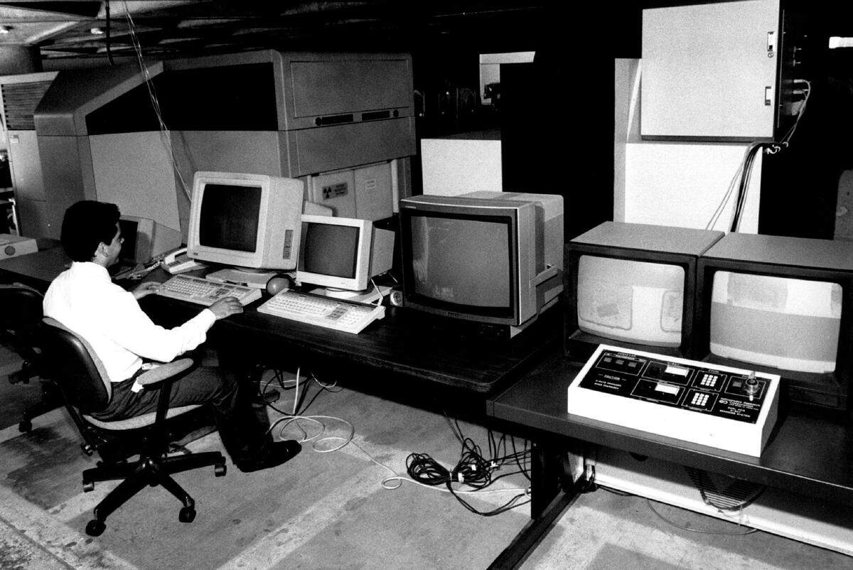 Advanced technology explosives analysis system at Pan American facilities at Miami International Airport in 1990.