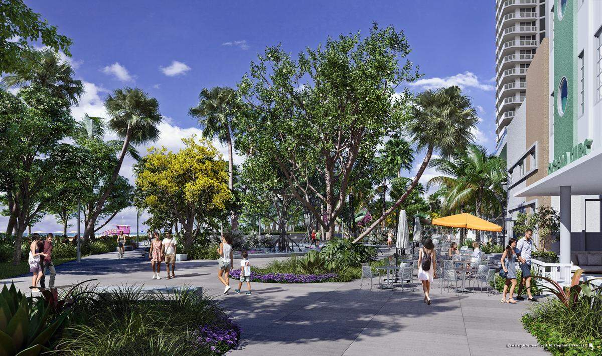 A rendering from Raymond Jungles, Inc. shows the proposed upgrades and improvements for the Ocean Terrace Streetscape Plan.