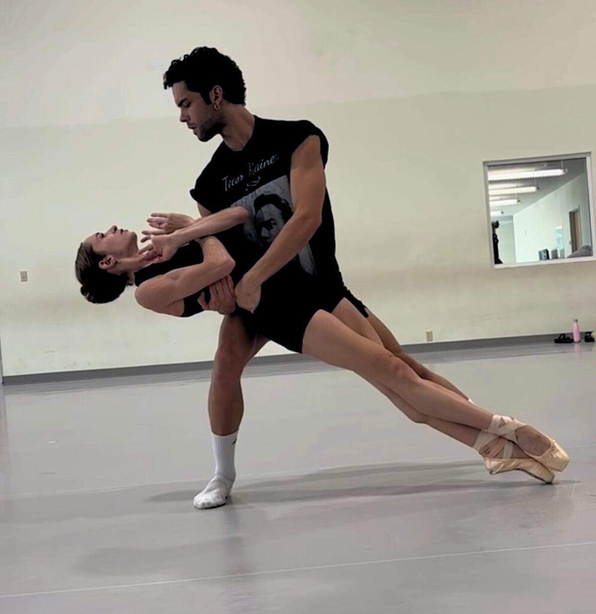 Miami City Ballet dancers Alexander Kaden and Lucy Nevin rehearse choreography for “prohibido” (“prohibited”), an impactful new work by Cuban-American composer Orlando Jacinto. 