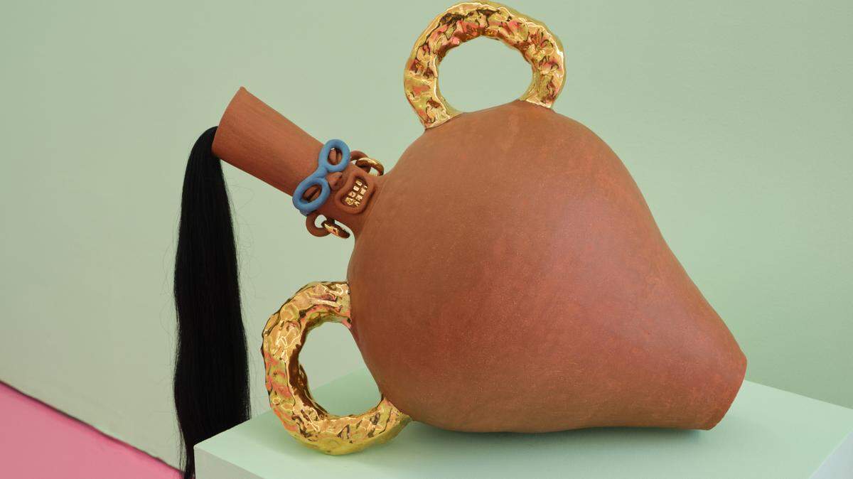 “I Fell in my Loewes” by artist Joel Gaitan on display at KDR, a gallery in Allapattah.