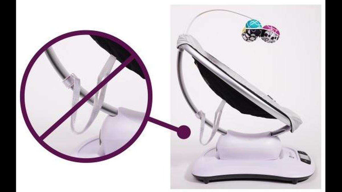 La peligrosa correa colgante de un columpio MamaRoo. U.S. Consumer Product Safety Commission