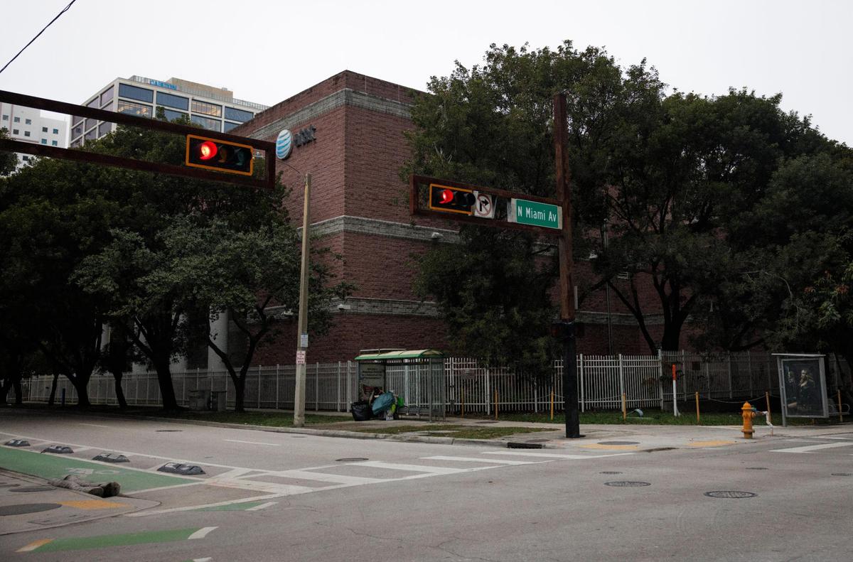 The corner where Marshall Ragsdale and Kinard Shirley were killed during the early morning of Thursday, Jan. 16, 2025, along North Miami Avenue and Northwest Sixth Street in downtown Miami.