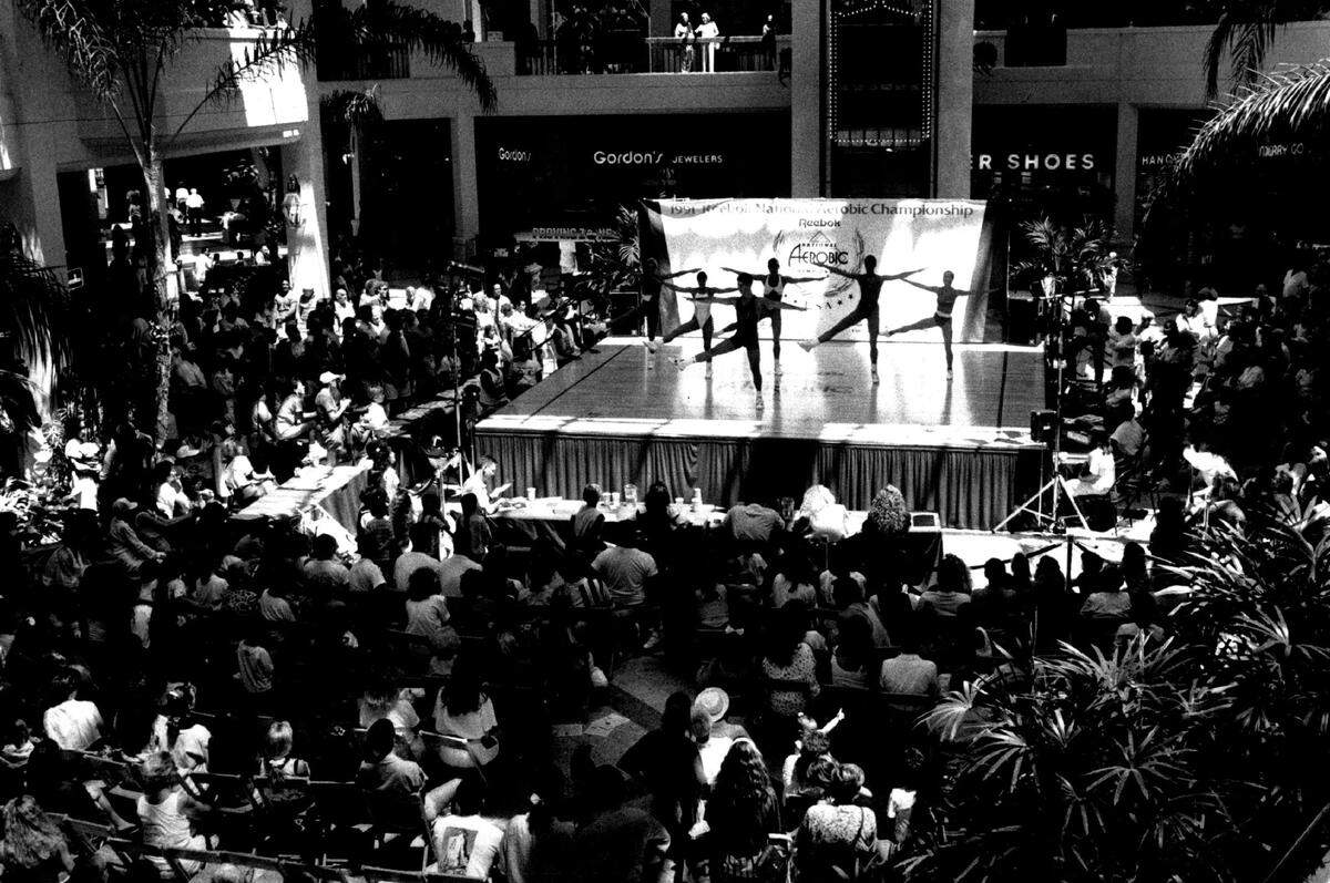 A demonstration Aeurobics event at Aventura Mall in 1991.