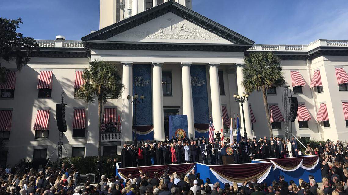 The scene in Tallahassee on the steps of the historic Capitol for the inauguration of Ron DeSantis as Florida’s 46th governor on Tuesday, Jan. 8, 2019.