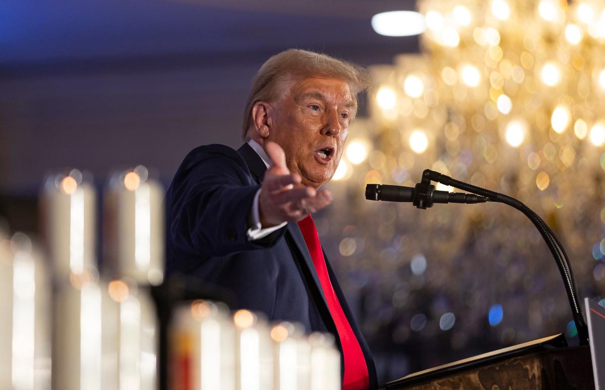 Republican presidential candidate and former President Donald Trump speaks during a remembrance event at Trump National Doral Miami on Monday, Oct. 7, 2024, in Doral, Fla.